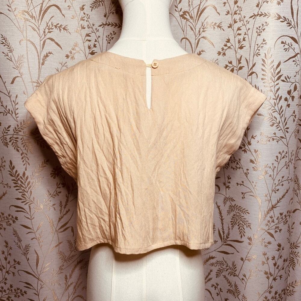 Minimalist Crop Top in Beige - Women's Sleeveless Tee - Picture 6 of 10